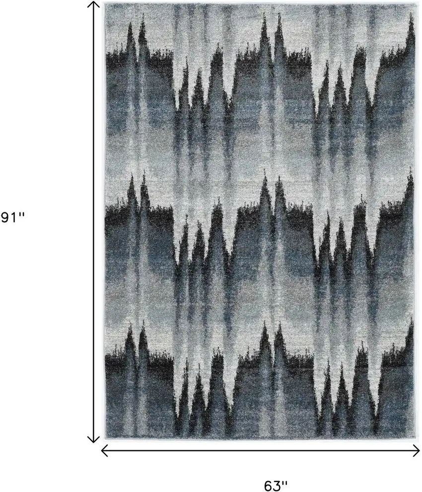 Ivory Blue And Gray Abstract Area Rug Photo 3