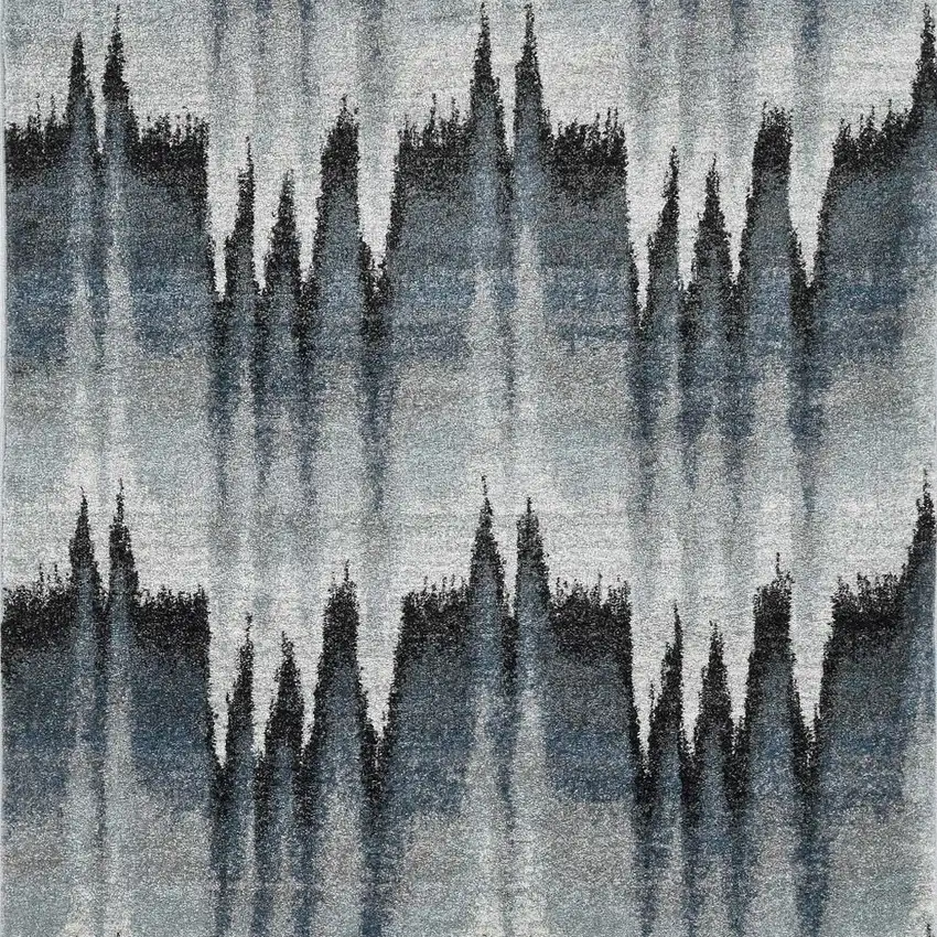 Ivory Blue And Gray Abstract Area Rug Photo 5