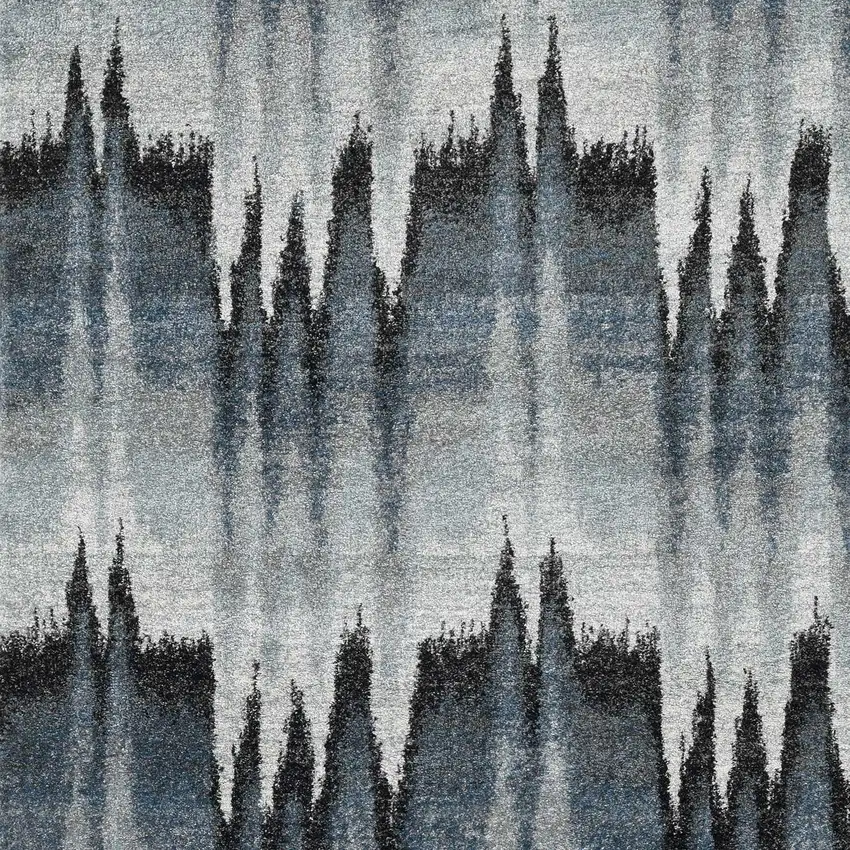 Ivory Blue And Gray Abstract Area Rug Photo 6