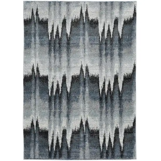 Ivory Blue and Gray Abstract Area Rug Photo 1