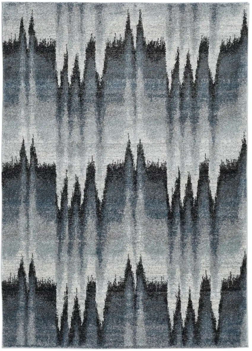 Ivory Blue and Gray Abstract Area Rug Photo 1