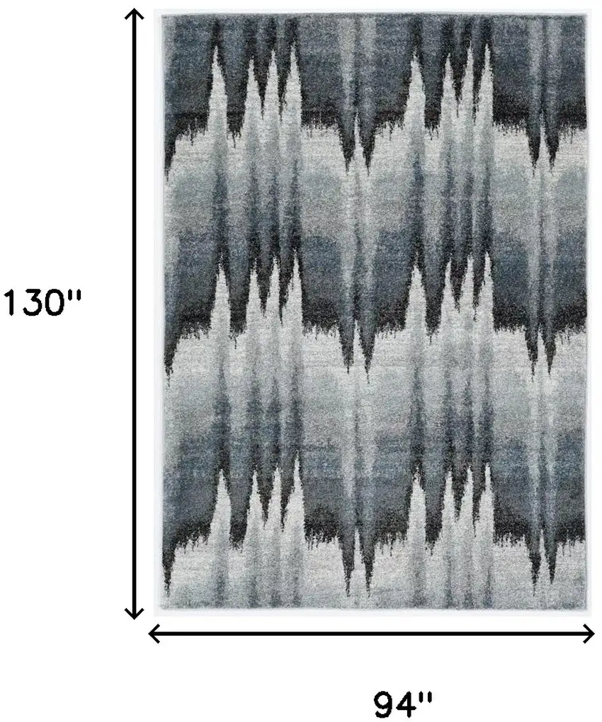 94 X 130 Blue Ivory  Polypropylene Rug Photo 3