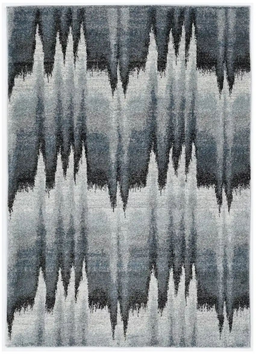Ivory Blue and Gray Abstract Area Rug Photo 2