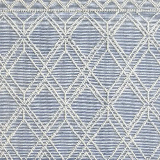 Blue and Ivory Geometric Handmade Area Rug Photo 9