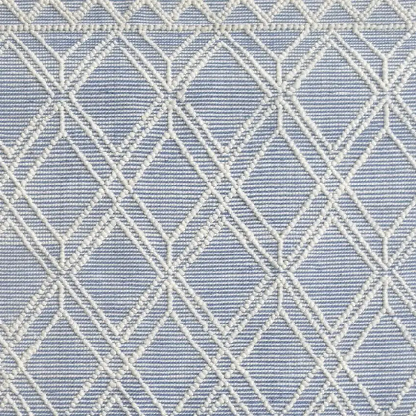 Blue and Ivory Geometric Handmade Area Rug Photo 9