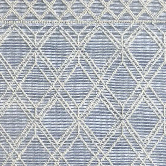 Blue and Ivory Geometric Handmade Area Rug Photo 6