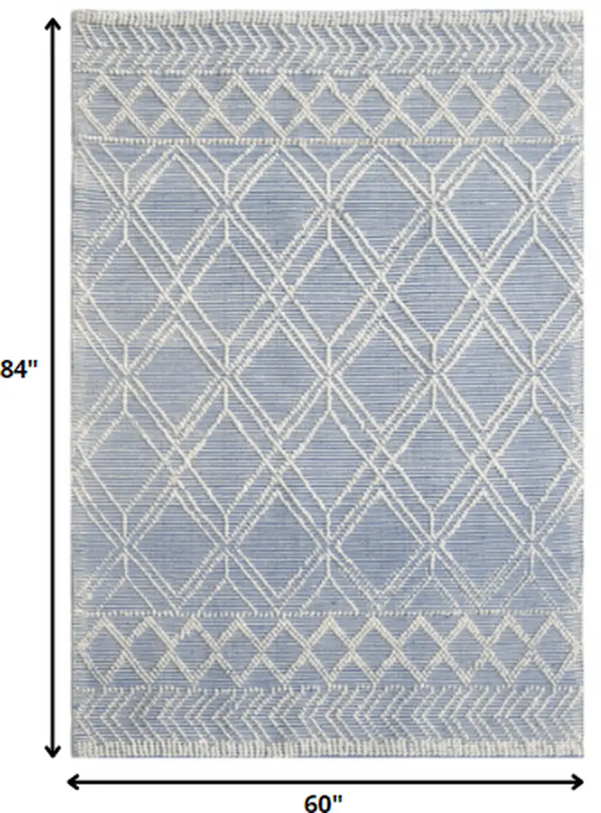 Blue Ivory Tribal Geometric Pattern Area Rug Photo 5
