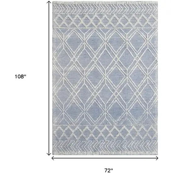 Blue and Ivory Geometric Handmade Area Rug Photo 8