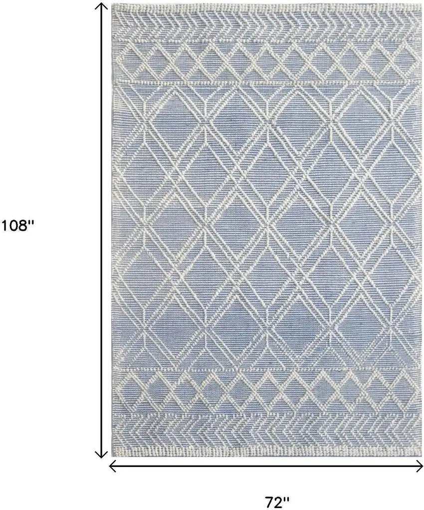 Blue and Ivory Geometric Handmade Area Rug Photo 8