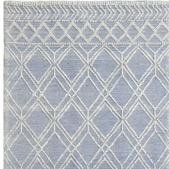 Blue and Ivory Geometric Handmade Area Rug Photo 7
