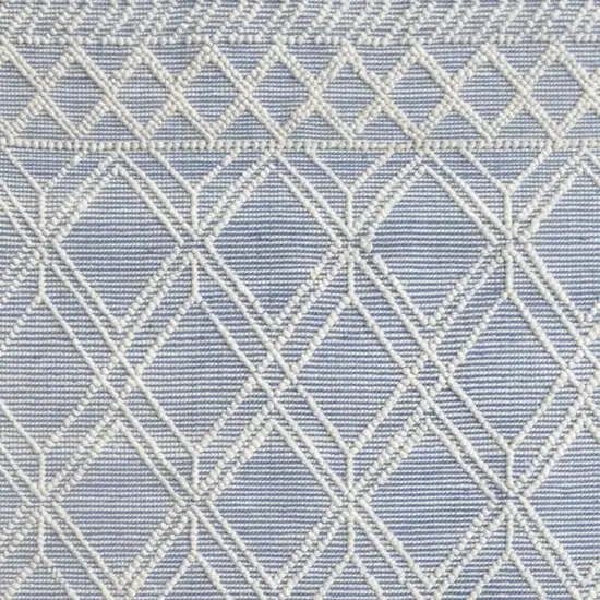 Blue and Ivory Geometric Handmade Area Rug Photo 6
