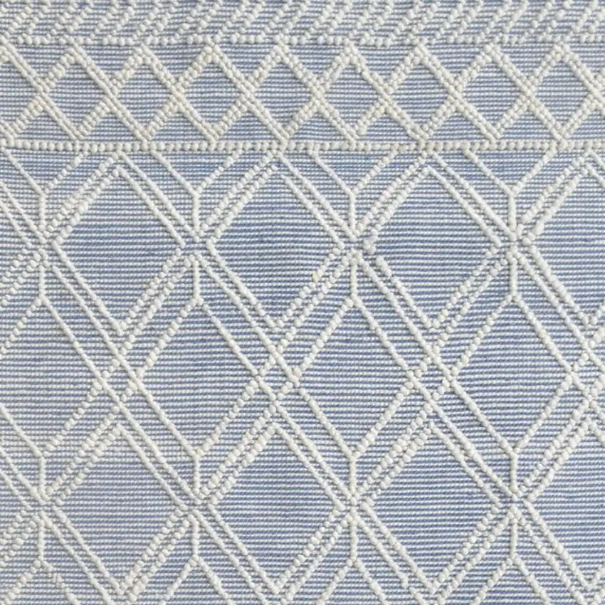 Blue and Ivory Geometric Handmade Area Rug Photo 6