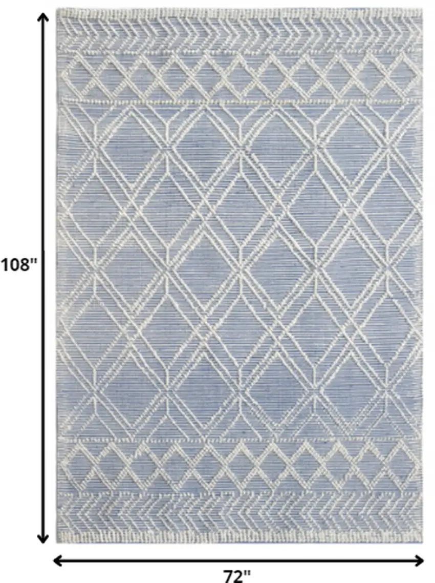 Blue Ivory Tribal Geometric Pattern Area Rug Photo 5