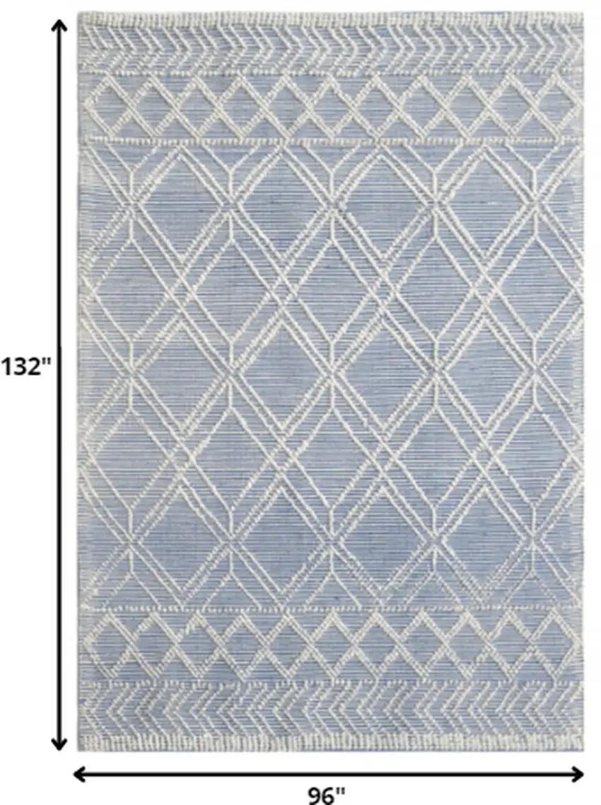 Blue Ivory Tribal Geometric Pattern Area Rug Photo 5