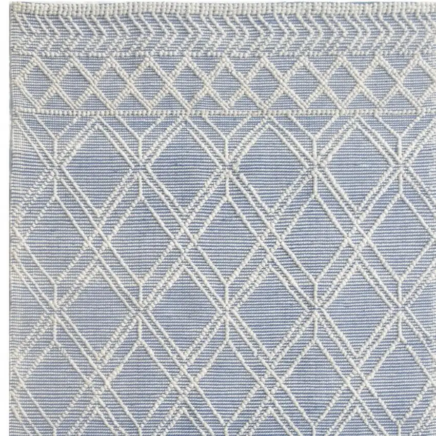Blue and Ivory Geometric Handmade Area Rug Photo 7