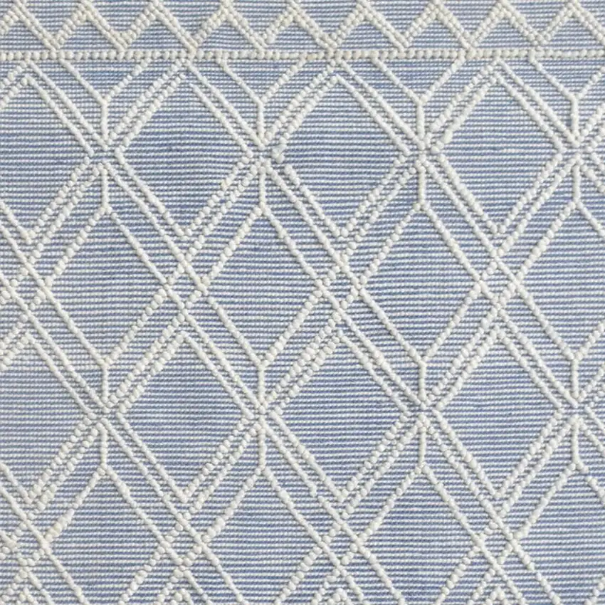 Blue and Ivory Geometric Handmade Area Rug Photo 6