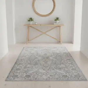 Photo of Blue Ivory and Brown Oriental Area Rug