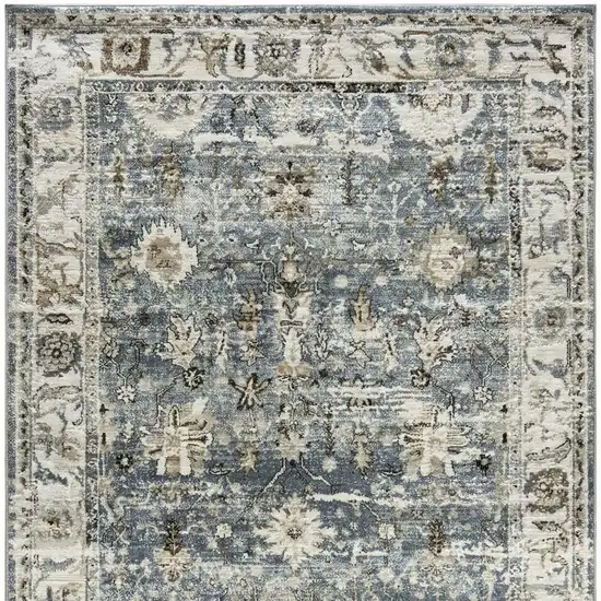 Blue Ivory and Brown Oriental Area Rug Photo 4