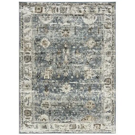 Blue Ivory and Brown Oriental Area Rug Photo 2
