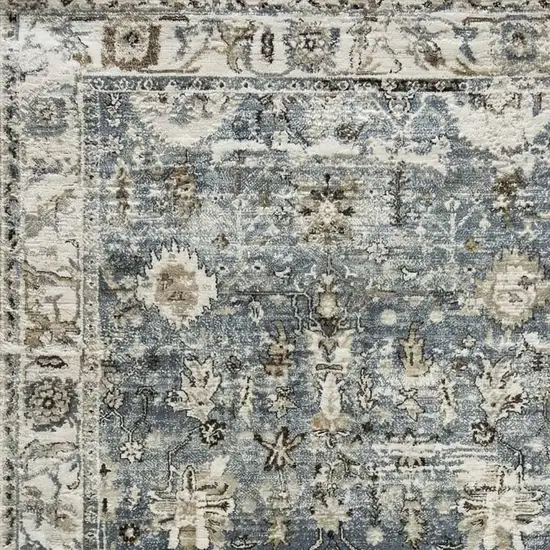 Blue Ivory and Brown Oriental Area Rug Photo 3