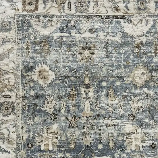 Blue Ivory and Brown Oriental Area Rug Photo 3