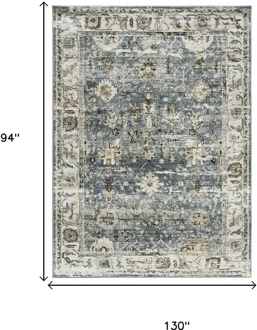 Blue Ivory and Brown Oriental Area Rug Photo 9