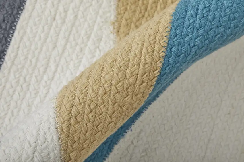 Blue Ivory and Gold Geometric Power Loom Area Rug Photo 7