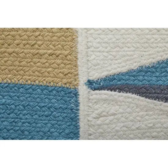 Blue Ivory and Gold Geometric Power Loom Area Rug Photo 6
