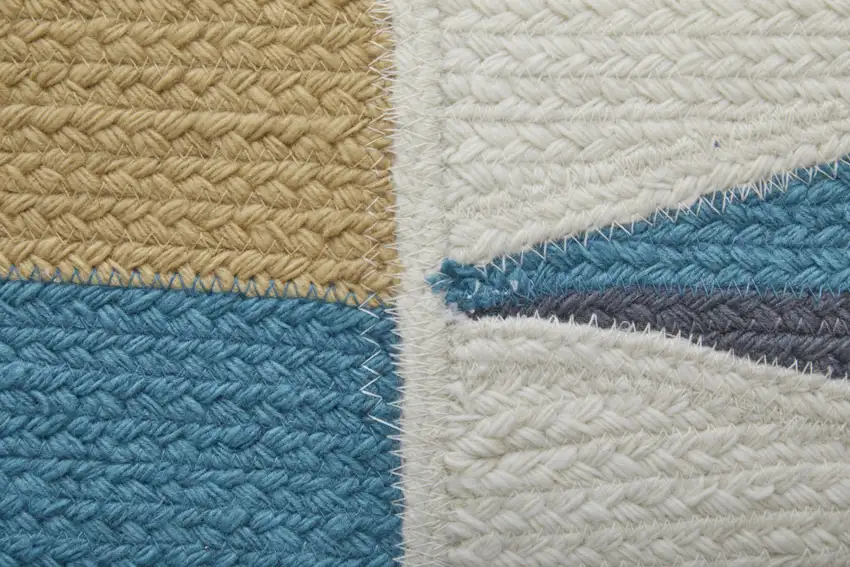 Blue Ivory and Gold Geometric Power Loom Area Rug Photo 6