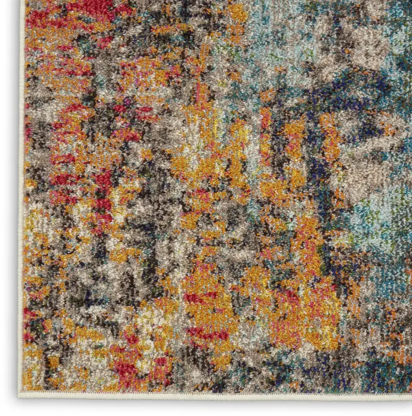 Blue Ivory and Orange Abstract Non Skid Area Rug Photo 7