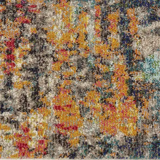 Blue Ivory and Orange Abstract Non Skid Area Rug Photo 7