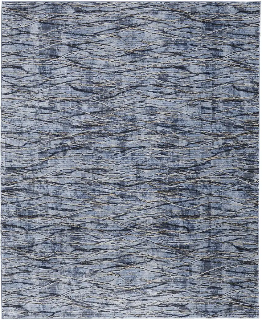 Blue Ivory and Tan Abstract Power Loom Area Rug Photo 6