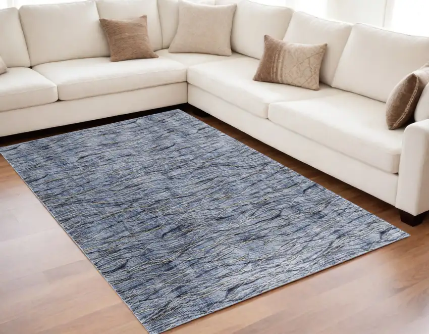 Blue Ivory and Tan Abstract Power Loom Area Rug Photo 1