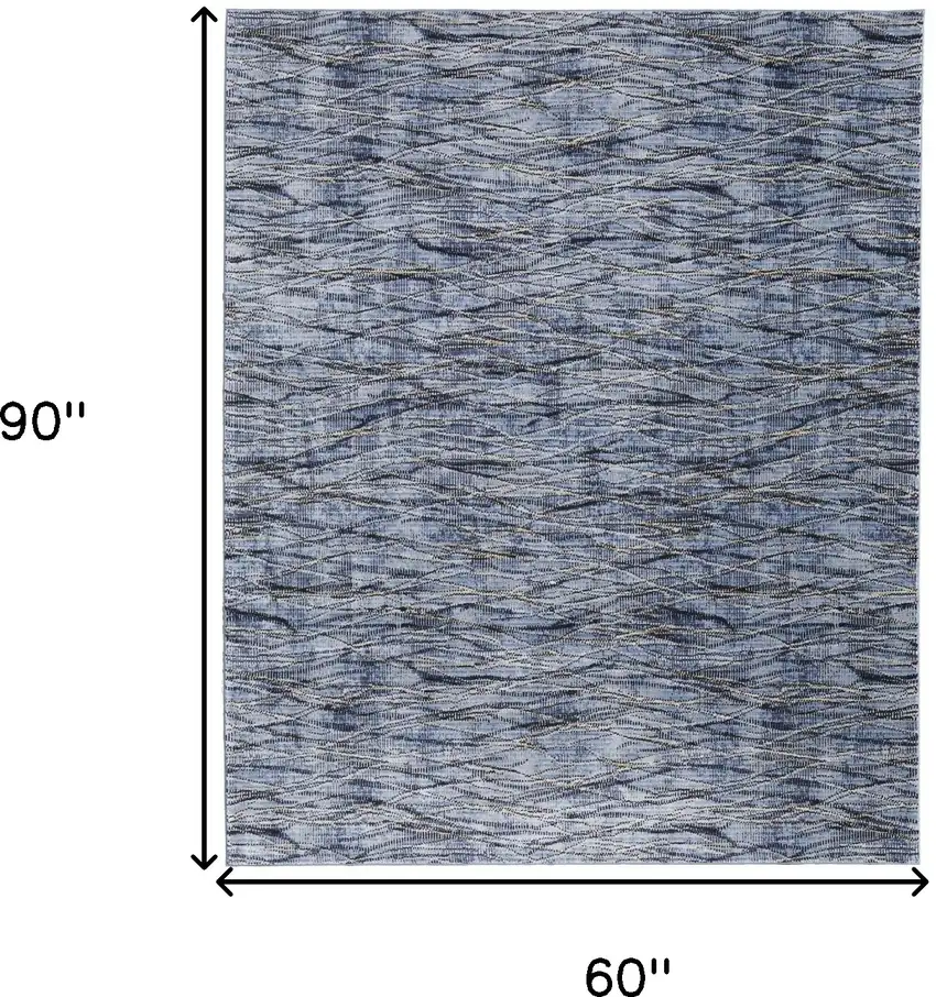 Blue Ivory and Tan Abstract Power Loom Area Rug Photo 3