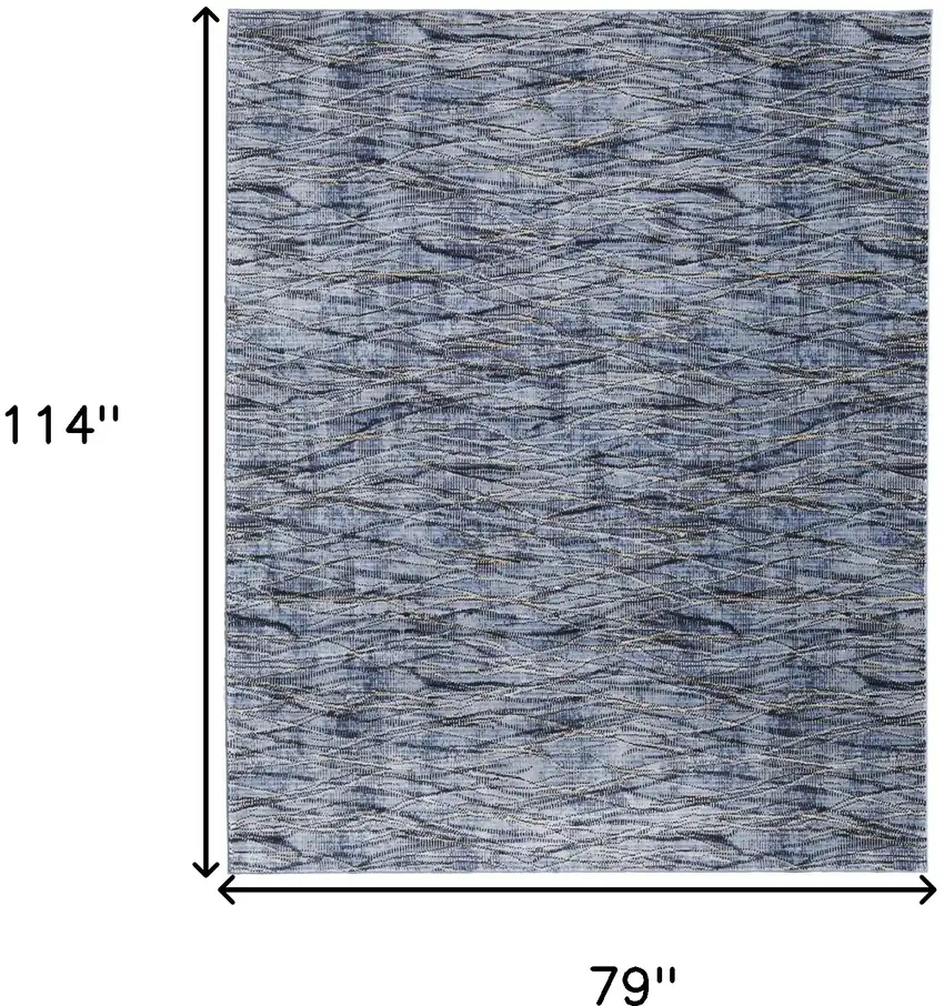 Blue Ivory and Tan Abstract Power Loom Area Rug Photo 3