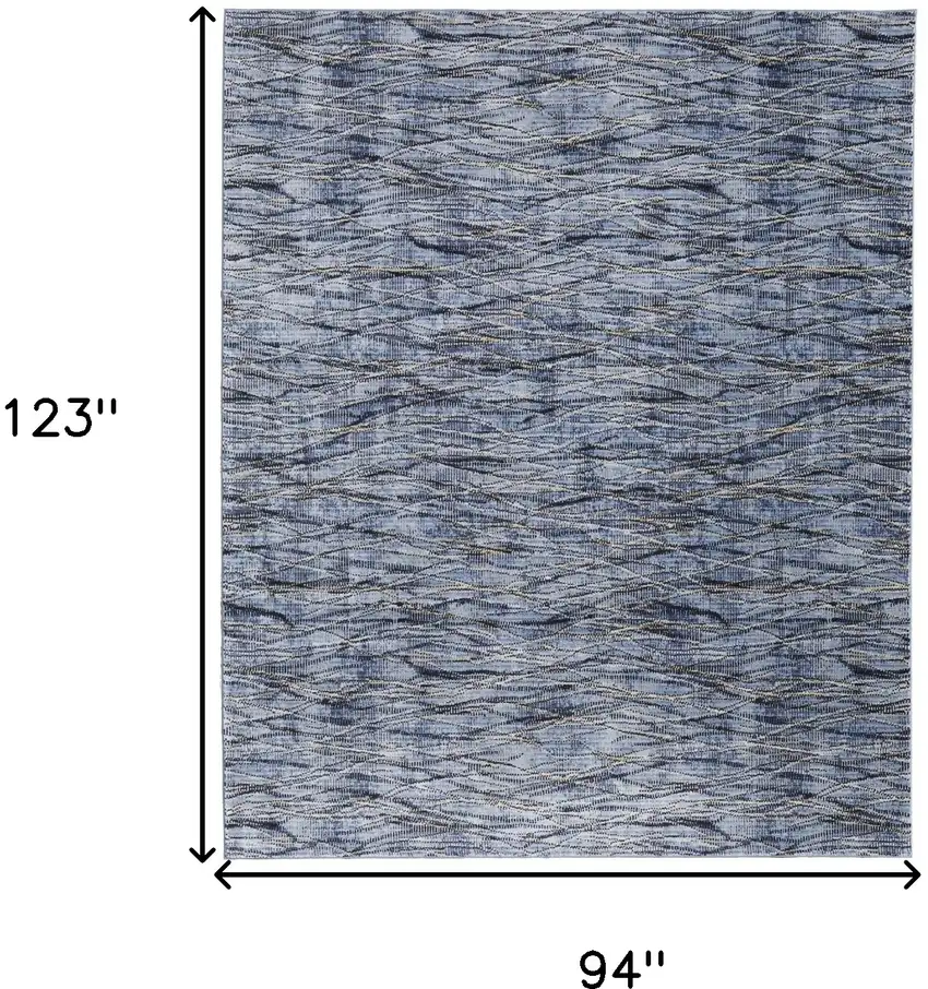Blue Ivory and Tan Abstract Power Loom Area Rug Photo 3
