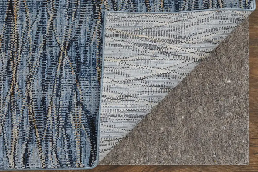 Blue Ivory and Tan Abstract Power Loom Area Rug Photo 7