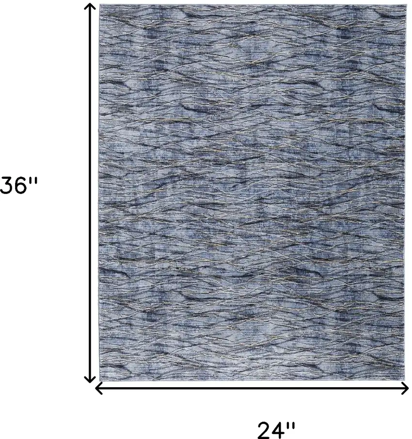 Blue Ivory and Tan Abstract Power Loom Area Rug Photo 3
