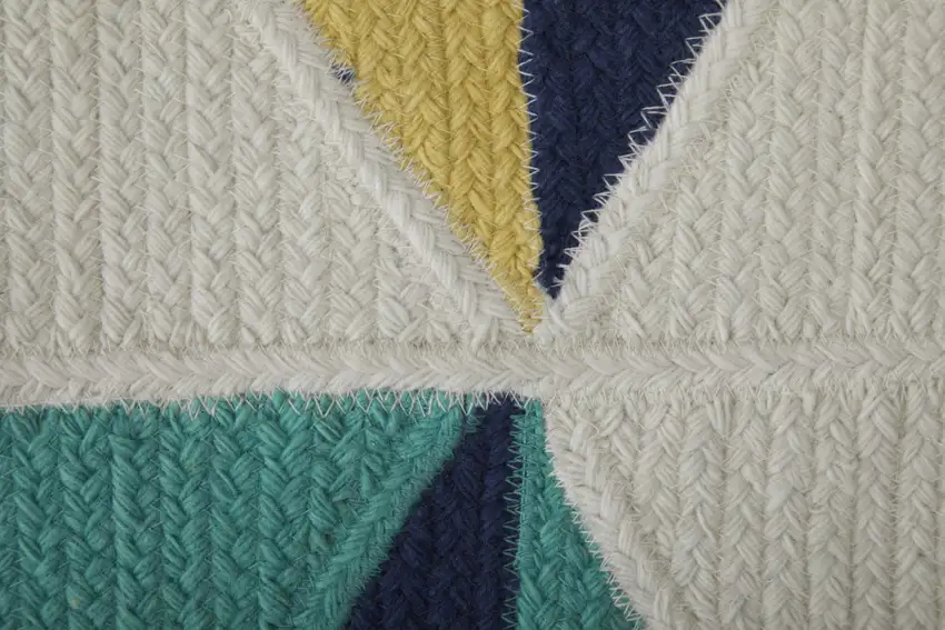 Blue Ivory and Yellow Geometric Power Loom Area Rug Photo 6