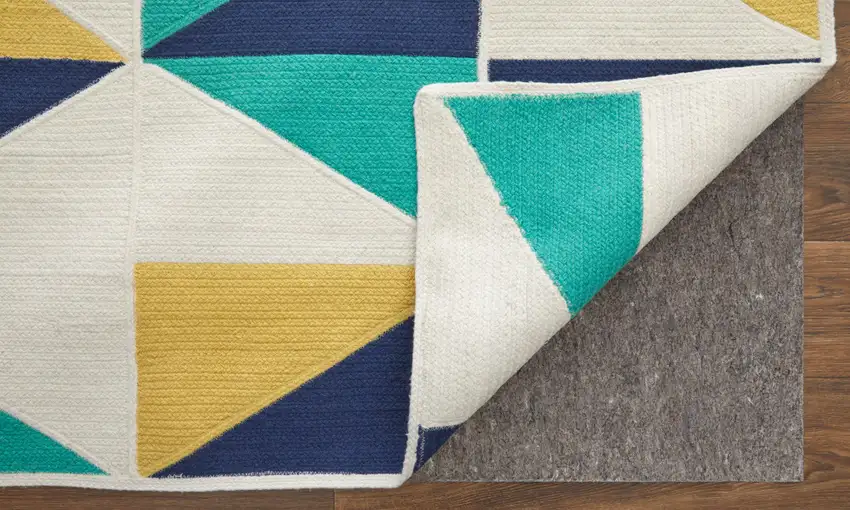 Blue Ivory and Yellow Geometric Power Loom Area Rug Photo 6