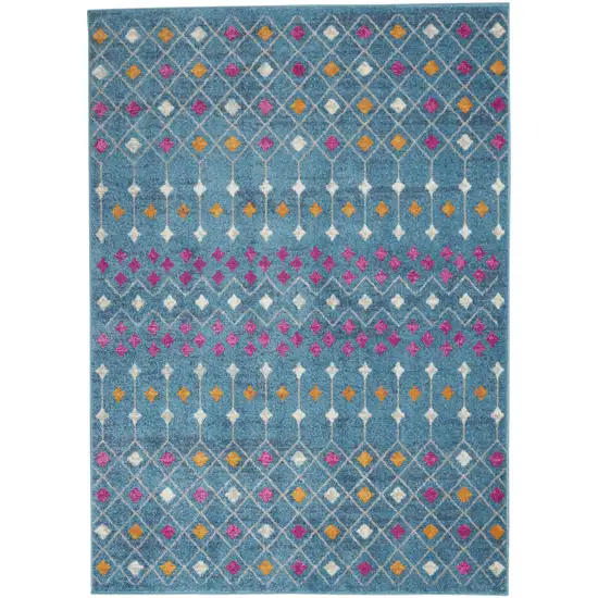 Blue And Orange Geometric Area Rug Photo 4
