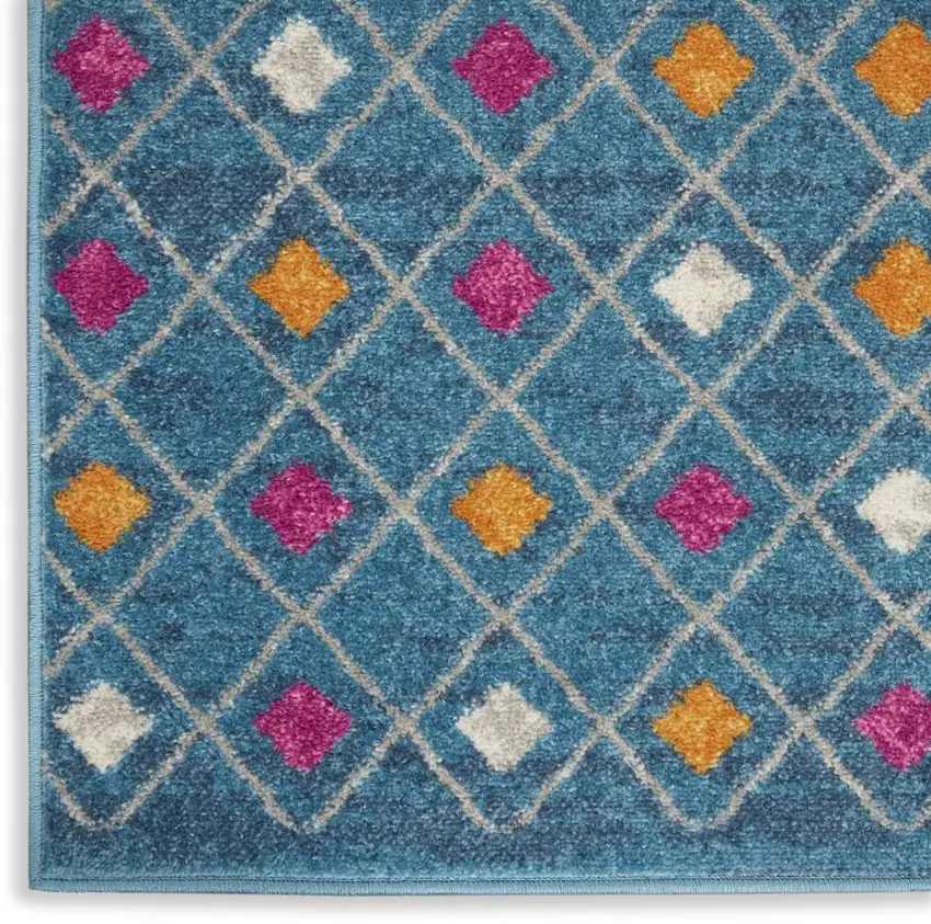 Blue And Orange Geometric Area Rug Photo 8