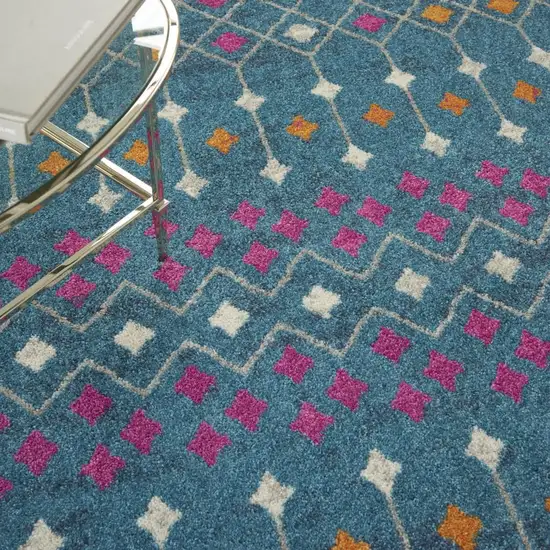 Blue And Orange Geometric Area Rug Photo 9