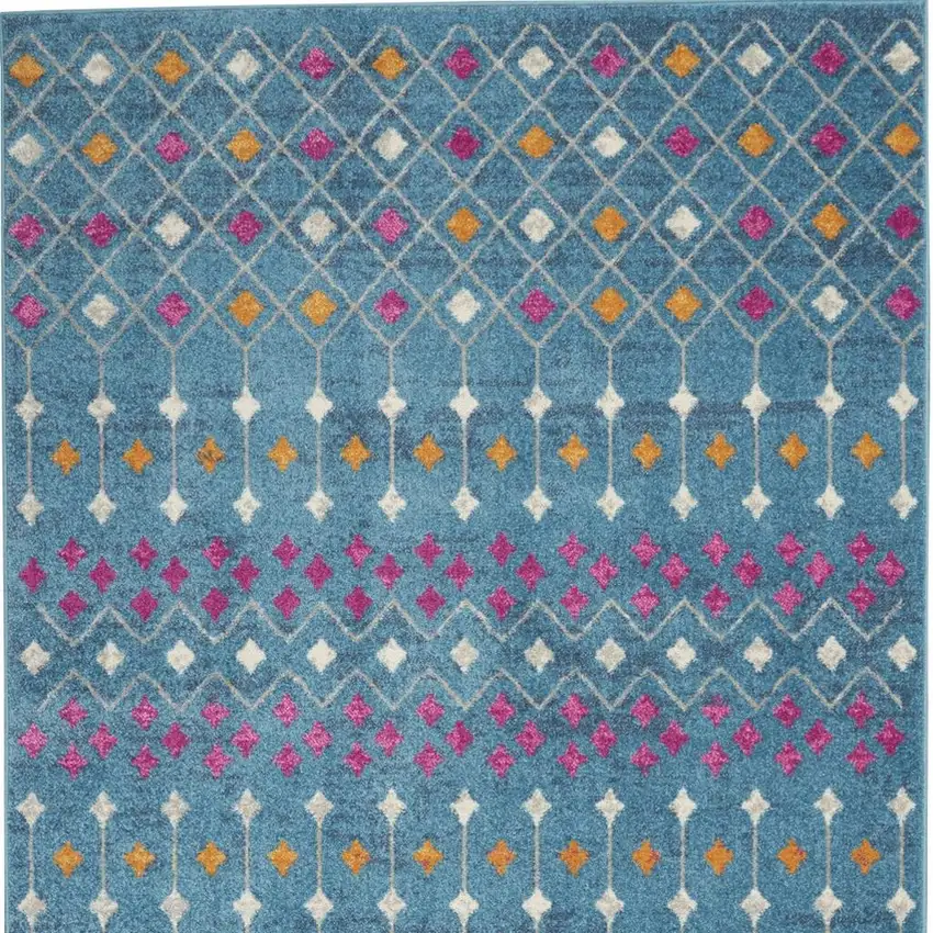 Blue And Orange Geometric Area Rug Photo 3