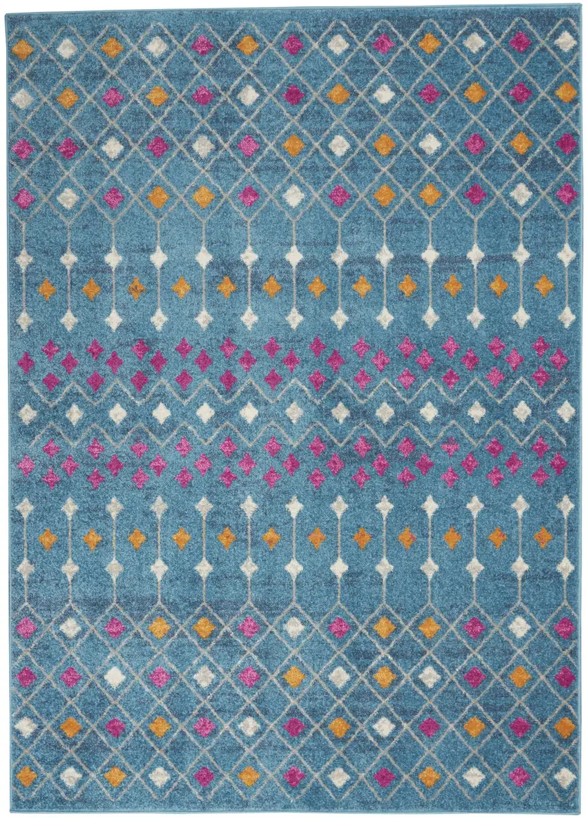 Blue And Orange Geometric Dhurrie Area Rug Photo 9