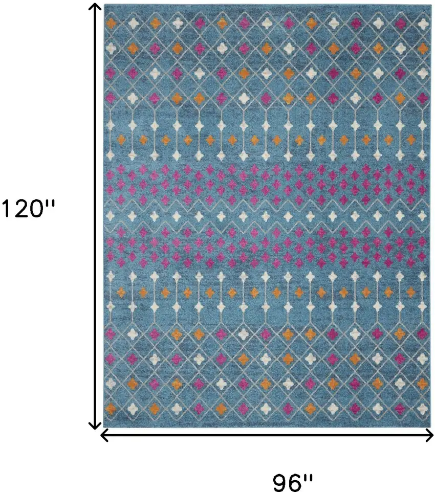 Blue And Orange Geometric Area Rug Photo 9