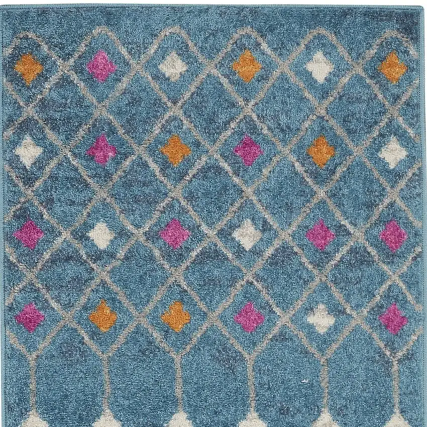 Blue Jewels Geometric Runner Rug Photo 8