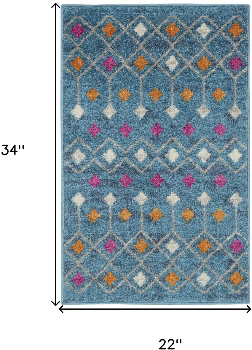 Blue And Orange Geometric Dhurrie Area Rug Photo 8