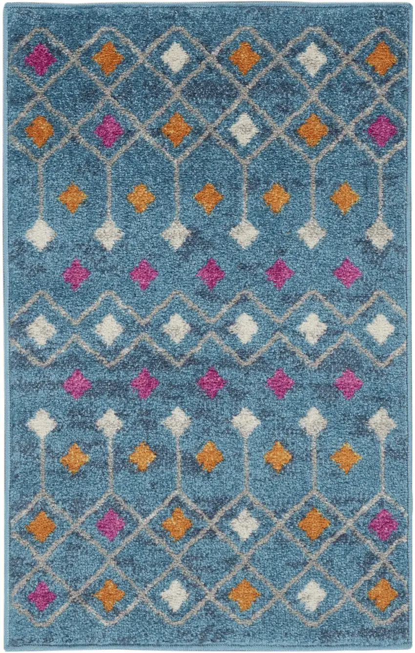 Blue And Orange Geometric Area Rug Photo 1