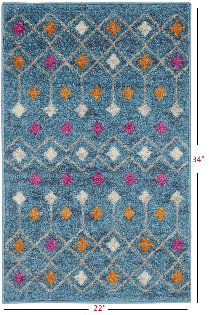 Blue Jewels Geometric Scatter Rug Photo 4